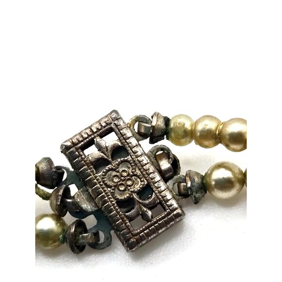 1850s ANTIQUE graduated NATURAL Pearls double strand necklace sterling clasp - Picture 4 of 8
